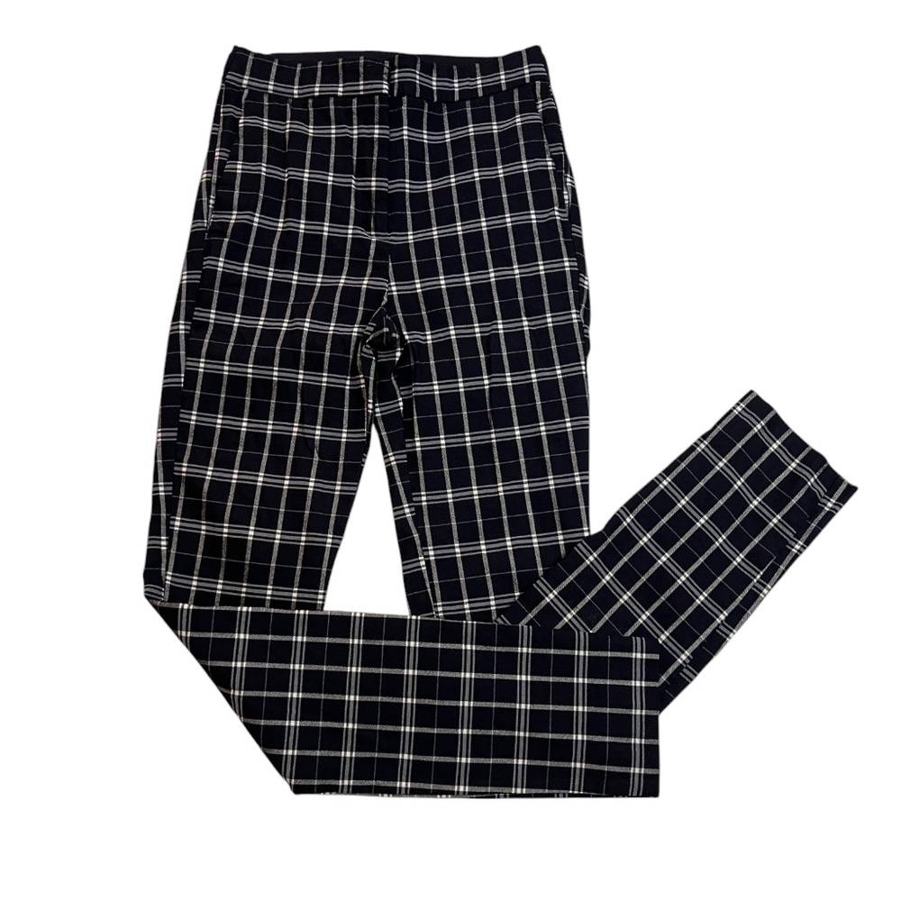 Zara XS Navy Blue Plaid Leggings Skinny Dress Pants